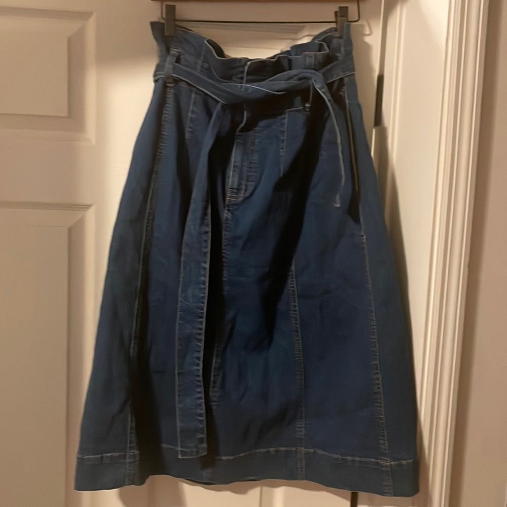Madewell aline paperbag waisted denim skirt